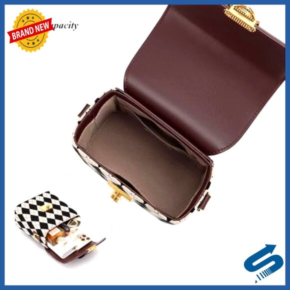 Quilted Faux Leather Satchel Shoulder Bag with Bunny Pendant Crossbody - Picture 5 of 7